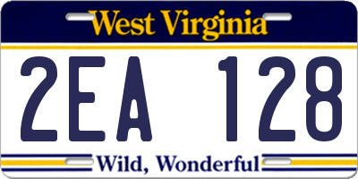 WV license plate 2EA128