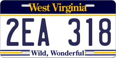 WV license plate 2EA318