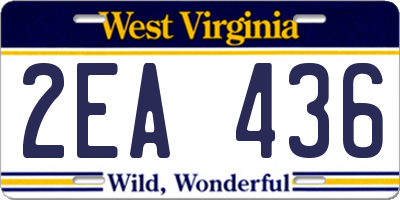 WV license plate 2EA436
