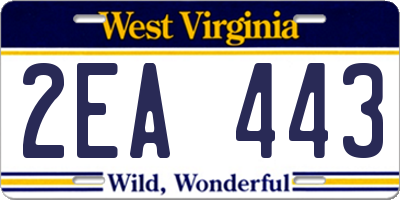 WV license plate 2EA443