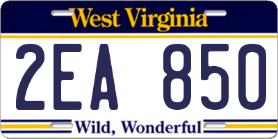 WV license plate 2EA850