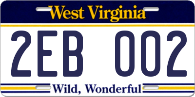 WV license plate 2EB002