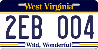 WV license plate 2EB004