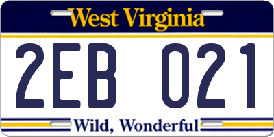 WV license plate 2EB021