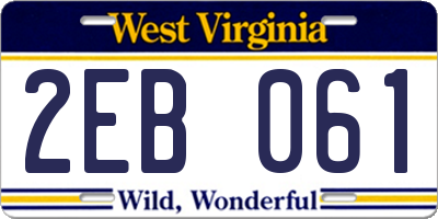 WV license plate 2EB061