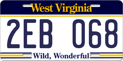 WV license plate 2EB068