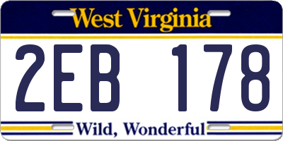 WV license plate 2EB178