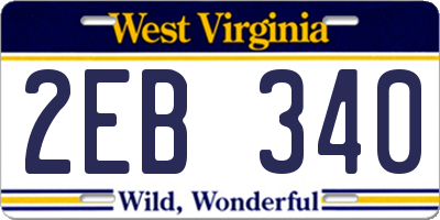 WV license plate 2EB340