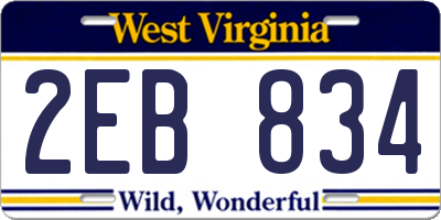 WV license plate 2EB834