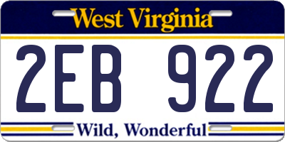 WV license plate 2EB922