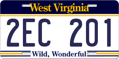 WV license plate 2EC201