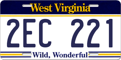 WV license plate 2EC221