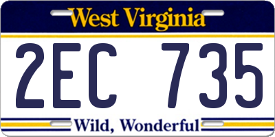 WV license plate 2EC735
