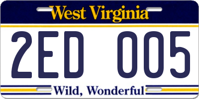 WV license plate 2ED005