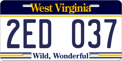 WV license plate 2ED037