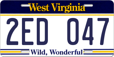 WV license plate 2ED047