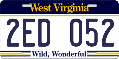 WV license plate 2ED052