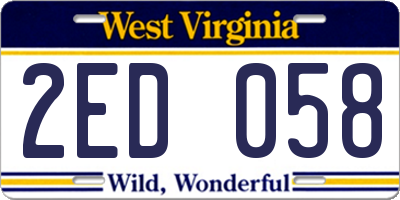 WV license plate 2ED058