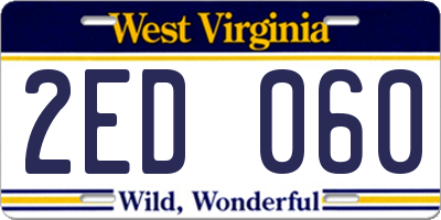WV license plate 2ED060
