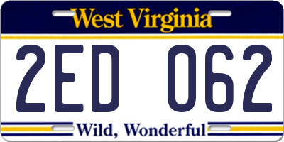 WV license plate 2ED062