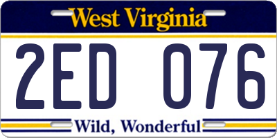 WV license plate 2ED076