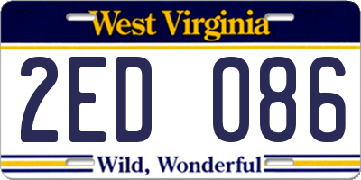 WV license plate 2ED086