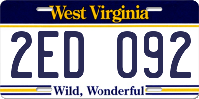 WV license plate 2ED092