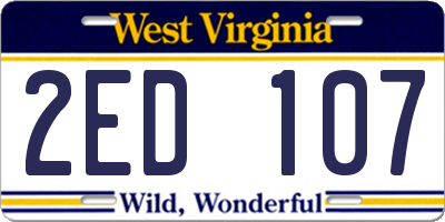 WV license plate 2ED107
