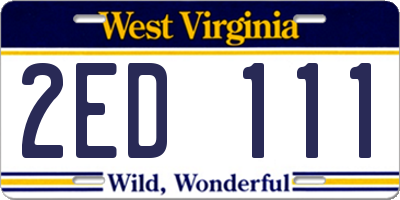 WV license plate 2ED111