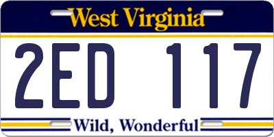 WV license plate 2ED117