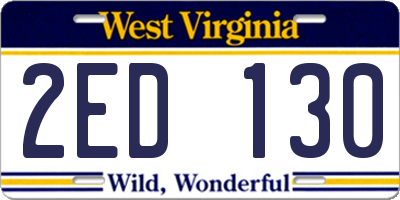 WV license plate 2ED130