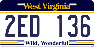 WV license plate 2ED136