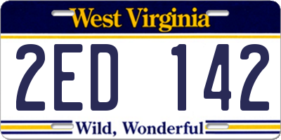 WV license plate 2ED142