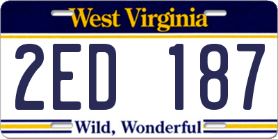 WV license plate 2ED187