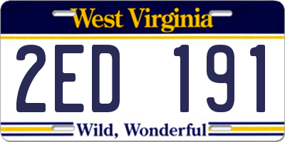 WV license plate 2ED191
