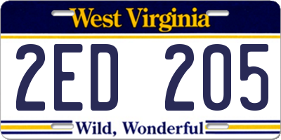 WV license plate 2ED205