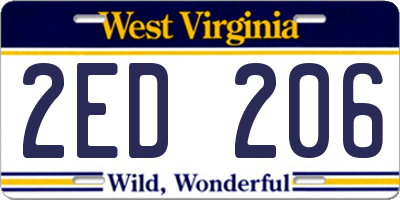 WV license plate 2ED206