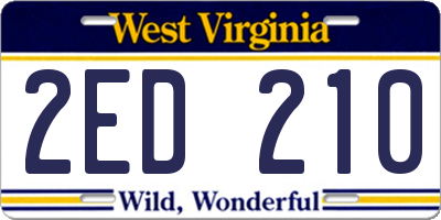 WV license plate 2ED210