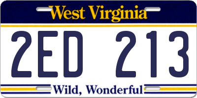 WV license plate 2ED213