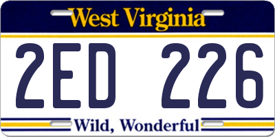 WV license plate 2ED226
