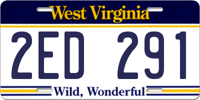 WV license plate 2ED291