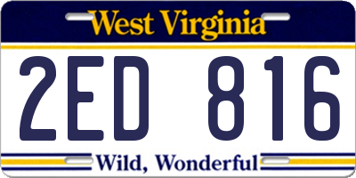 WV license plate 2ED816