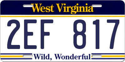 WV license plate 2EF817