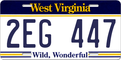 WV license plate 2EG447
