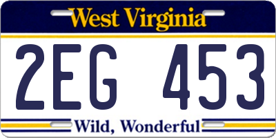 WV license plate 2EG453