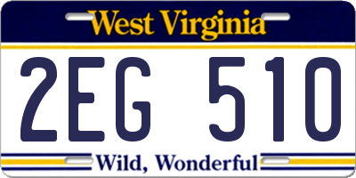 WV license plate 2EG510
