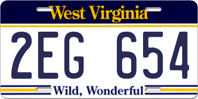 WV license plate 2EG654