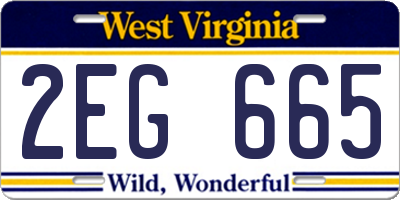 WV license plate 2EG665
