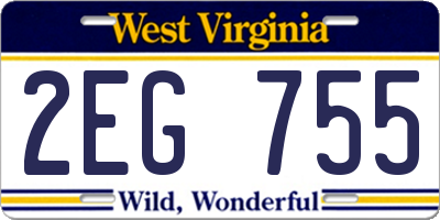 WV license plate 2EG755