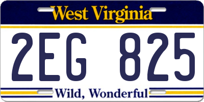 WV license plate 2EG825
